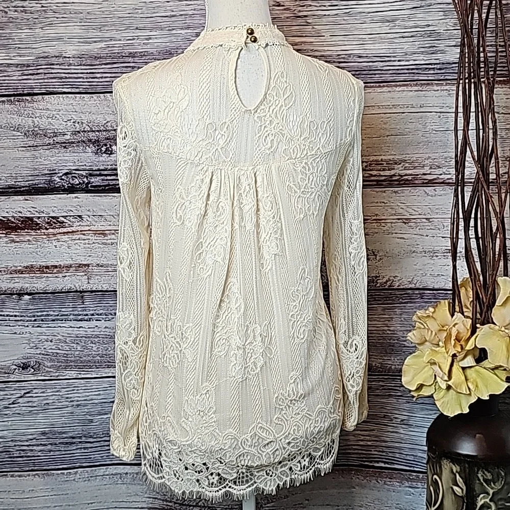 ALTAR'D STATE VICTORIAN STYLE LACE LONG SLEEVE LINED BLOUSE